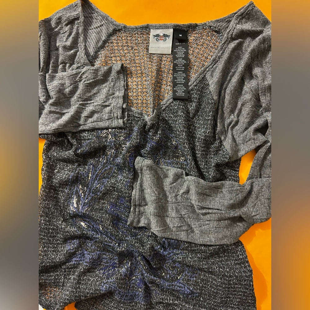 Harley-Davidson Sparkling Gray and Purple Knit Top